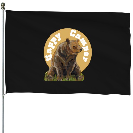Discover happy camper bear House Flags