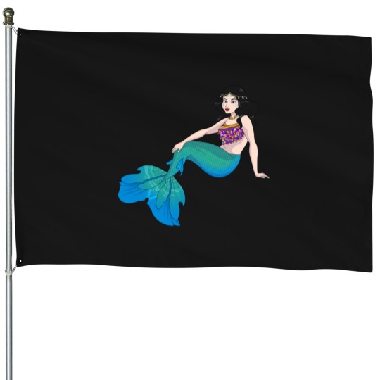 Discover Mermaid Sea Foam House Flags