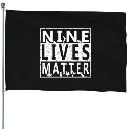 Discover Cat Cat Nine Lives Matter Cat Lovers Gift House Flags
