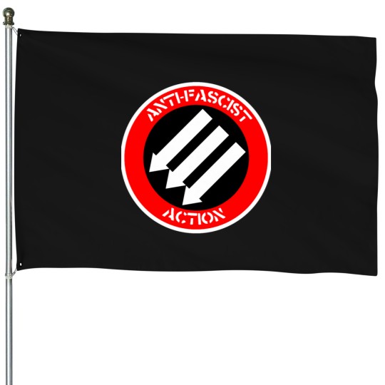 Discover Anti-Fascist Action Logo-Red - White - and Blacks House Flags