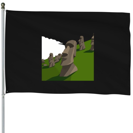 Discover eater iland moai tatue landmark deign vector House Flags
