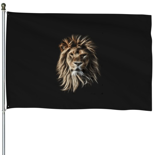 Discover wild lion fractal 1 House Flags