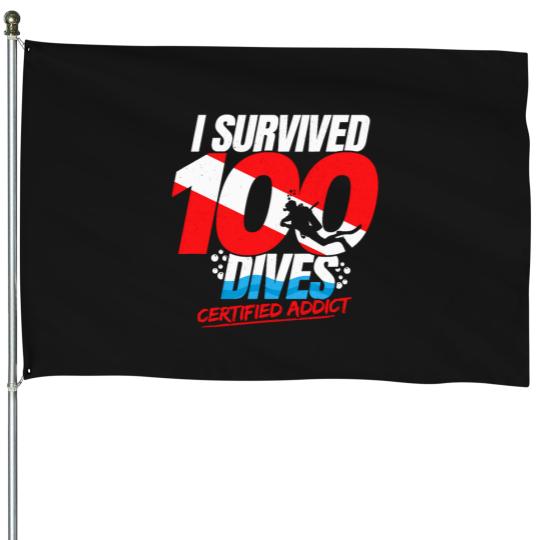 Discover 100Th Dive Gift 2Diver Down Flag 2Funny Scuba Diving T-Shirt House Flags