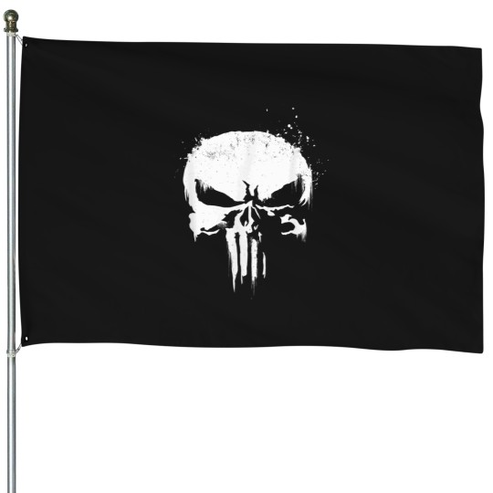 Discover The White Skull Logo   T-Shirt House Flags
