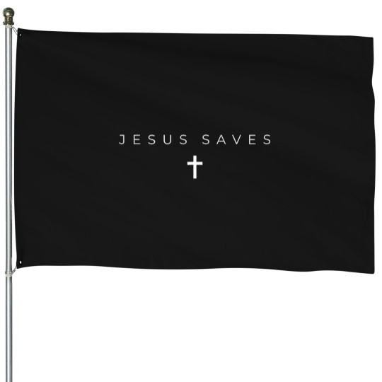 Discover jesus saves cross subtle christian minimal religious faith House Flags