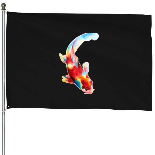 Discover Acrylic Koi Fish Painting T-Shirt House Flags