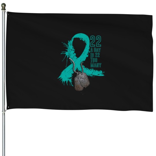 Discover Veteran Vets suicides Awareness Ribbon 22 A Day Is 22 Too Many Veterans House Flags