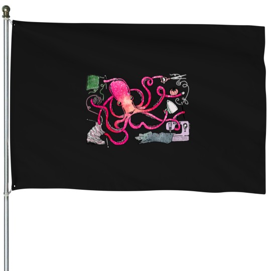 Discover Crafty-Octopus T-Shirt House Flags
