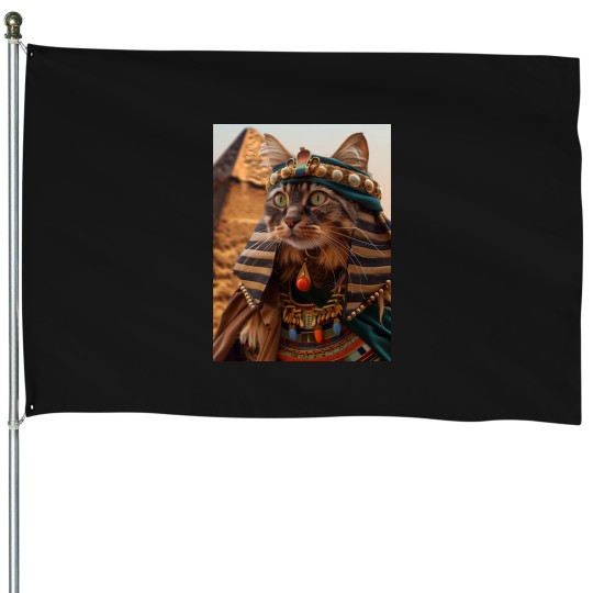 Discover Pharaoh Cat and Pyramid House Flags