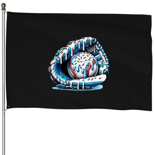 Discover baseball drip ice cream sprinkles baseball glove House Flags