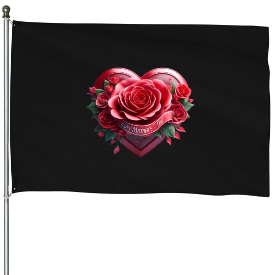 Discover Mother'S Day Heart 2024 With Roses (2) House Flags