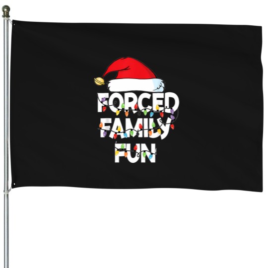 Discover Forced-Family-Fun-Shirt-Men-Women-Kids-Christmas-Pajamas-T-Shirt House Flags