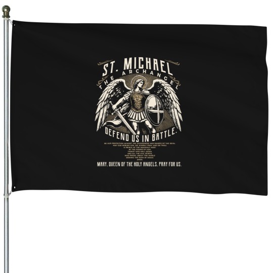 Discover Saint Michael the Archangel Prayer Catholic Christian Pastor House Flags
