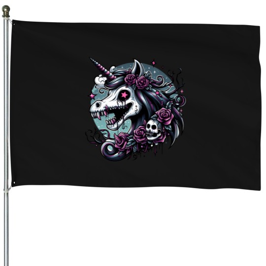 Discover zombie unicorn head House Flags