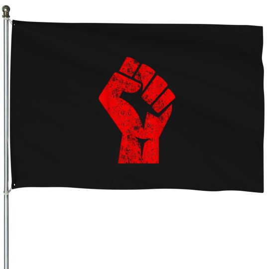 Discover big red raised fist salute of unity solidarity resistance House Flags