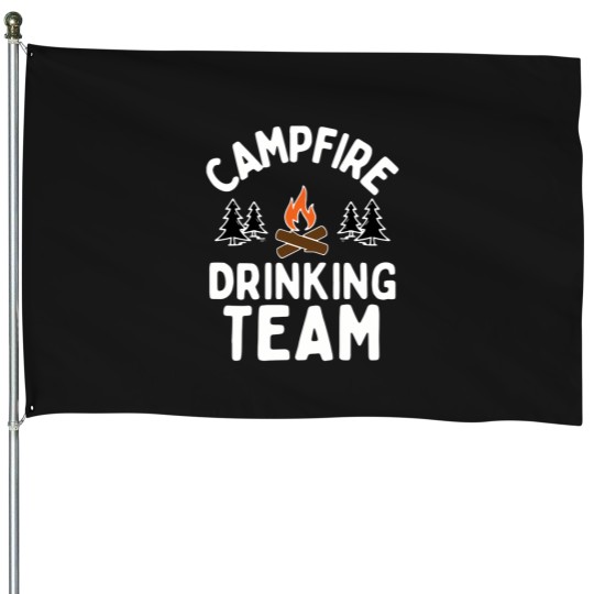 Discover Funny Campfire Drinking Team House Flags