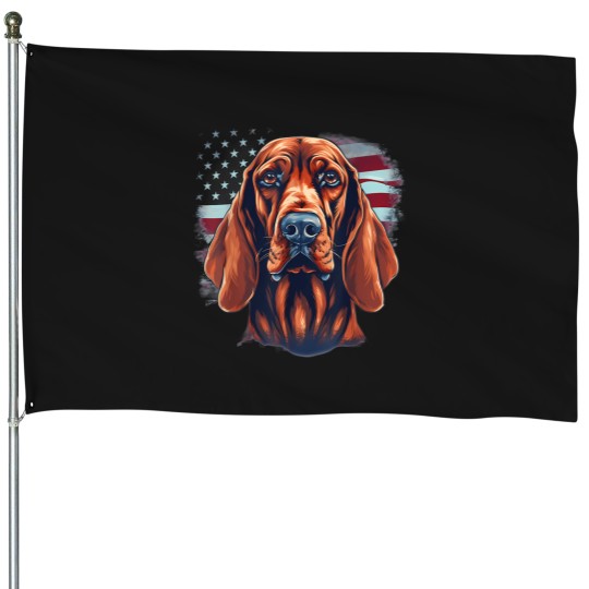 Discover 4th of july us flag redbone coonhound dog House Flags