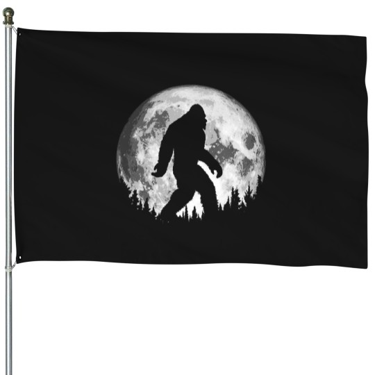Discover Night Stroll! Cool Full Moon &amp_ Trees Sasquatch Long Sleeve House Flags