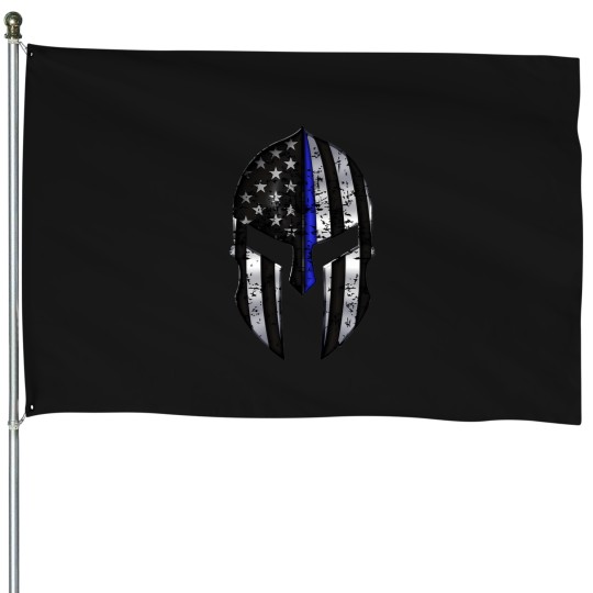 Discover Spartan Blue Line Police Support House Flags