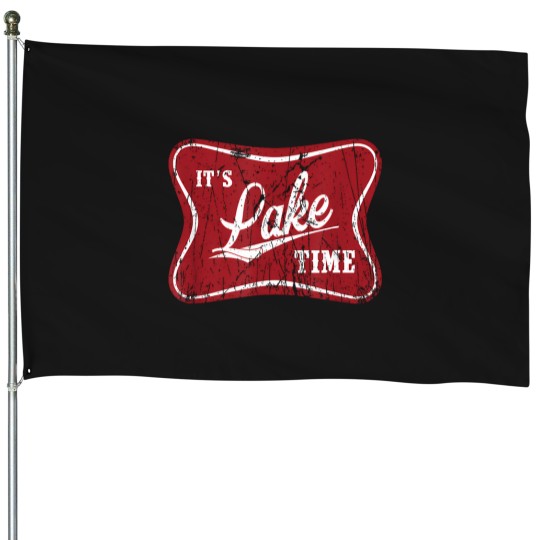 Discover it's lake time lake camper life likes fishing House Flags