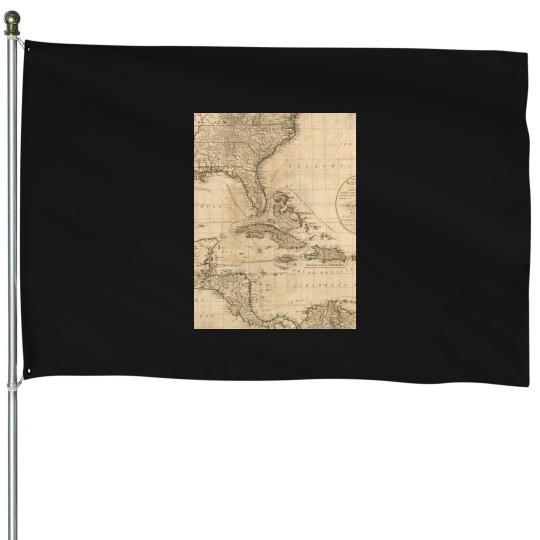 Discover vintages Map of the Carribbean and Gulfs of Mexico House Flags