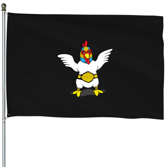 Discover Chicken Luchador Mask Cartoon Fighting Wrestler House Flags