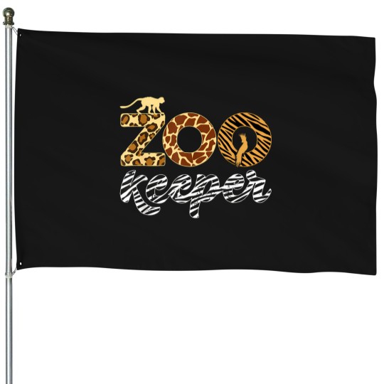 Discover zookeeper african animal zebra leopard print savanna life House Flags