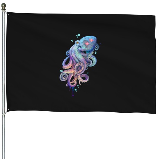Discover Octopus T-Shirt House Flags