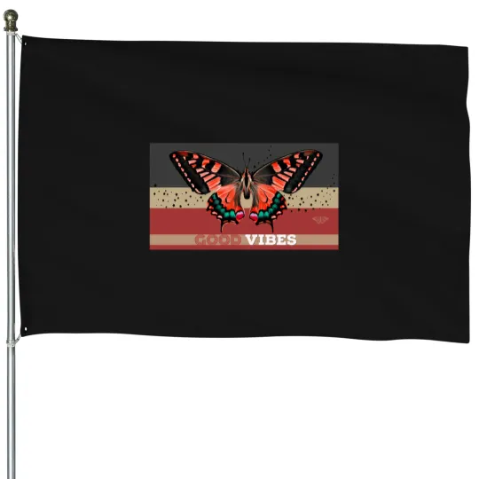 Discover Good-Vibes-Red-Earth-Butterfly T-Shirt House Flags