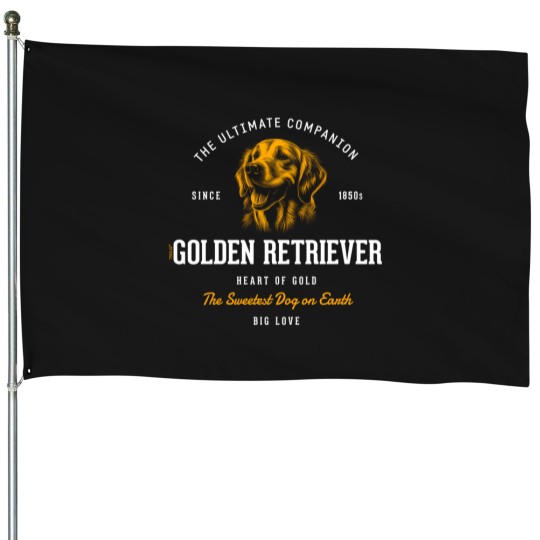 Discover Vintage Styled Retro Golden Retriever House Flags