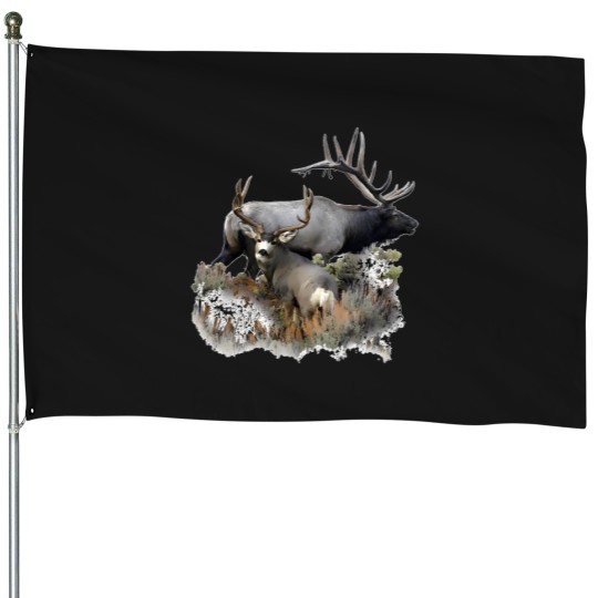 Discover Bull-Elk-And-Mule-Deer-Buck T-Shirt House Flags