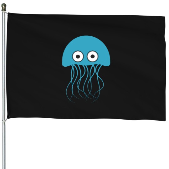 Discover Jellyfish Blue House Flags