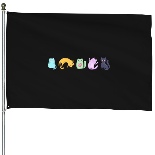 Discover Cute street cats Classic House Flags