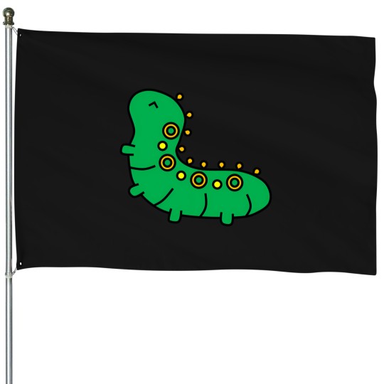 Discover Cute Happy Caterpillar House Flags