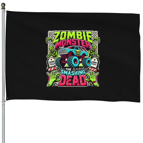 Discover zombie monster truck the smashing dead House Flags