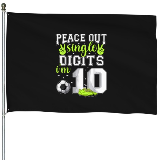 Discover 10Th Birthday Shirts Boys Soccer Peace Out Single Digits T-Shirt House Flags