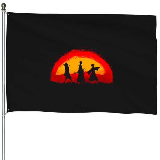 Discover Samurai-Champloo-Walking-On-Sunset T-Shirt House Flags