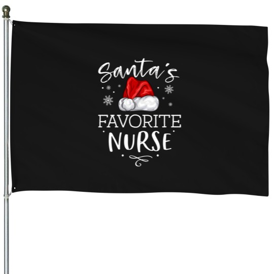 Discover Santa'S Favorite Nurse Christmas Hat Funny Nursing Gift House Flags