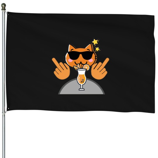Discover Cool Cat Fk You House Flags