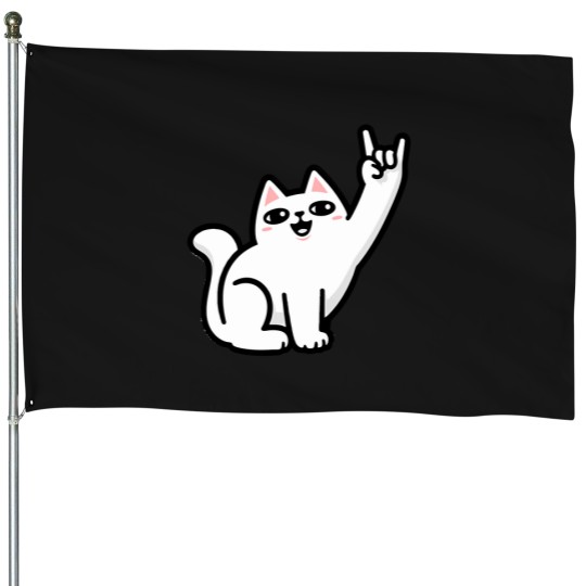 Discover Rock-On-Cat T-Shirt House Flags