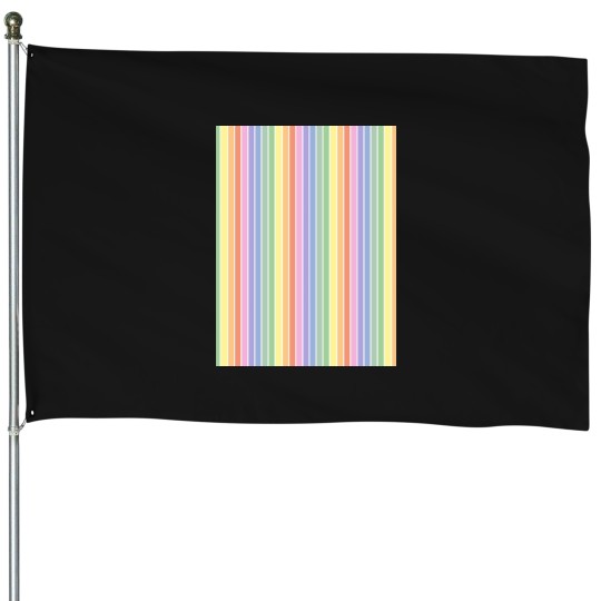 Discover vintages white and bright pastel rainbows stripes - vertical House Flags