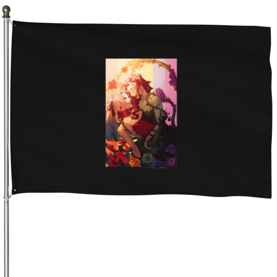 Discover Dc-Comics-Pride-Harley-Quinn--Poison-Ivy-Intertwined-T-Shirt House Flags