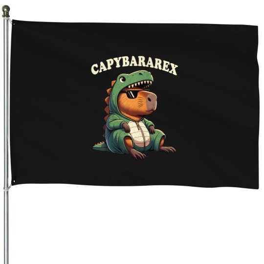 Discover Capybara For Funny Capybara Rodent Trex Dinausor House Flags
