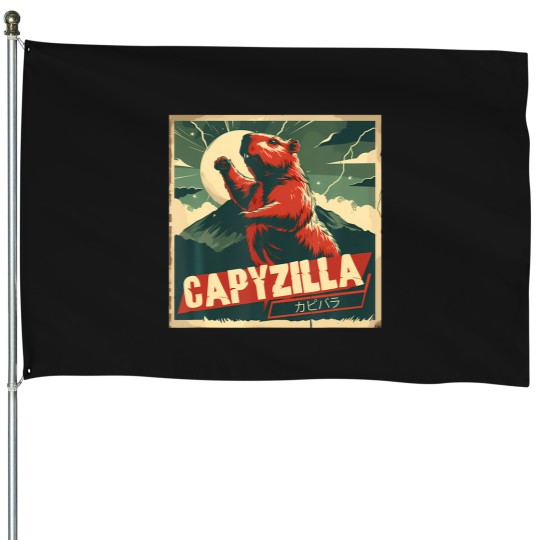 Discover Capybara Funny Capybara Rodent Capyzilla Funny House Flags