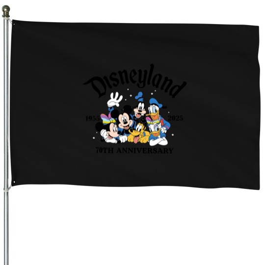 Discover Disneyyland 70th Anniversary House Flags, Castle Platinum Celebration 1955-2025 House Flags