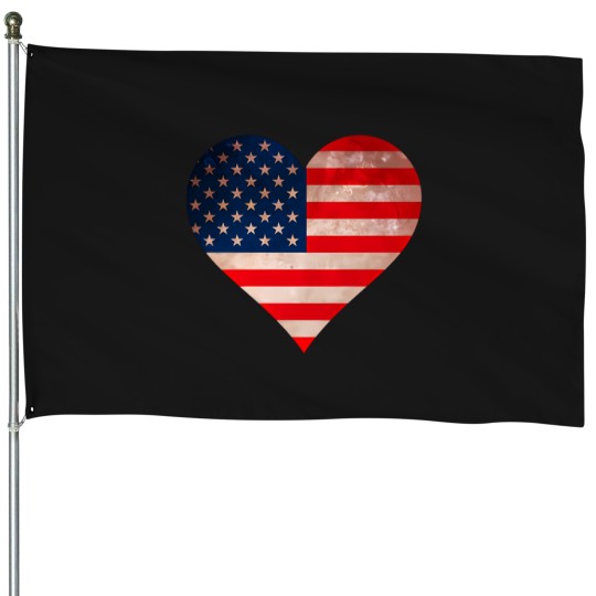 Discover Grunt-Usa-Flag-Heart-Patriotic-American-Flag-Worn-Flag-Pullover-Hoodie T-Shirt House Flags