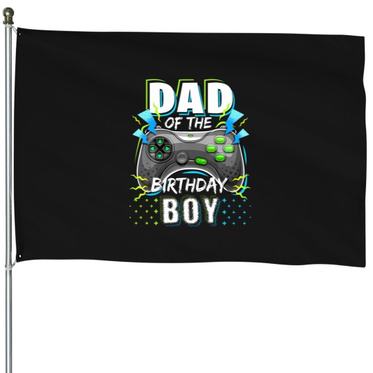 Discover Dad Of The Birthday Boy Matching Video Gamer Birthday Party House Flags