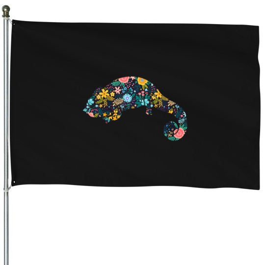 Discover Floral Chameleons Silhouette Girls Chameleons Lizard House Flags