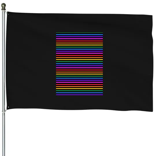 Discover Blacks and rainbows stripes - horizontal  -1 House Flags