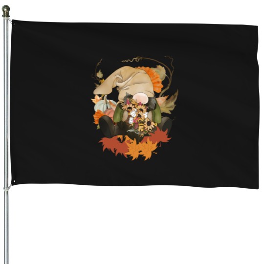Discover Watercolor Woodland Fall Gnome T-Shirt House Flags